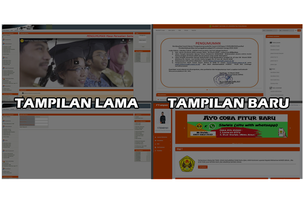 Hasil karya Pembaruan Design Antar Muka Website Akademik Universitas Pasundan dan  My Landing Page di BuildWithAngga