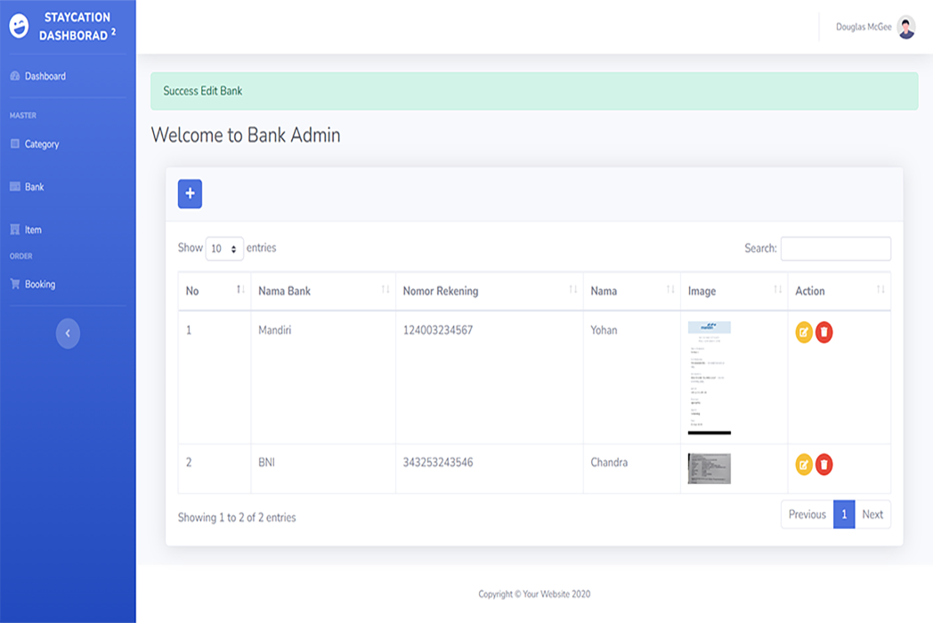 Hasil karya Server Admin Staycation di BuildWithAngga