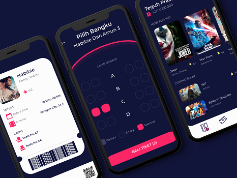 Hasil karya projek Movie Apps belajar design dan code di BuildWithAngga