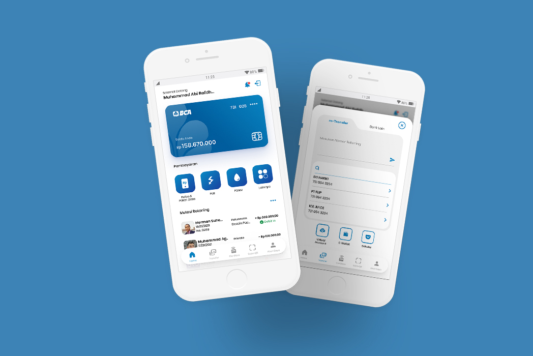 Hasil karya projek BCA mobile banking - Design Exploration belajar design dan code di BuildWithAngga