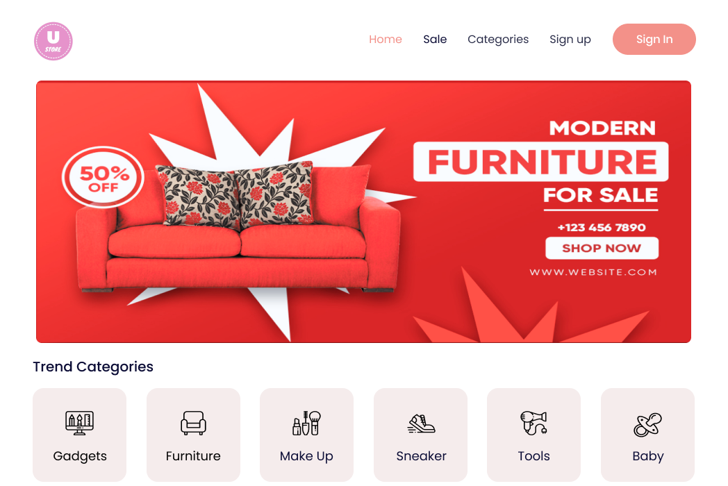 Hasil karya U-Store di BuildWithAngga