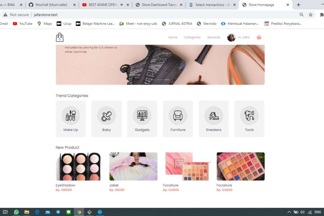 Hasil karya projek JafarStore belajar design dan code di BuildWithAngga