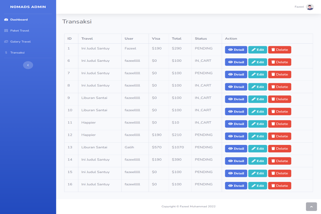 Hasil karya Web Travel di BuildWithAngga