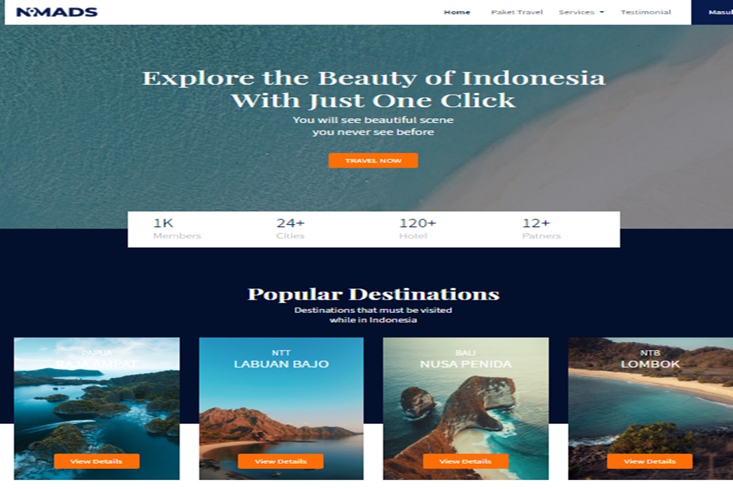 Hasil karya Laravel Full Stack Travel belajar di BuildWithAngga