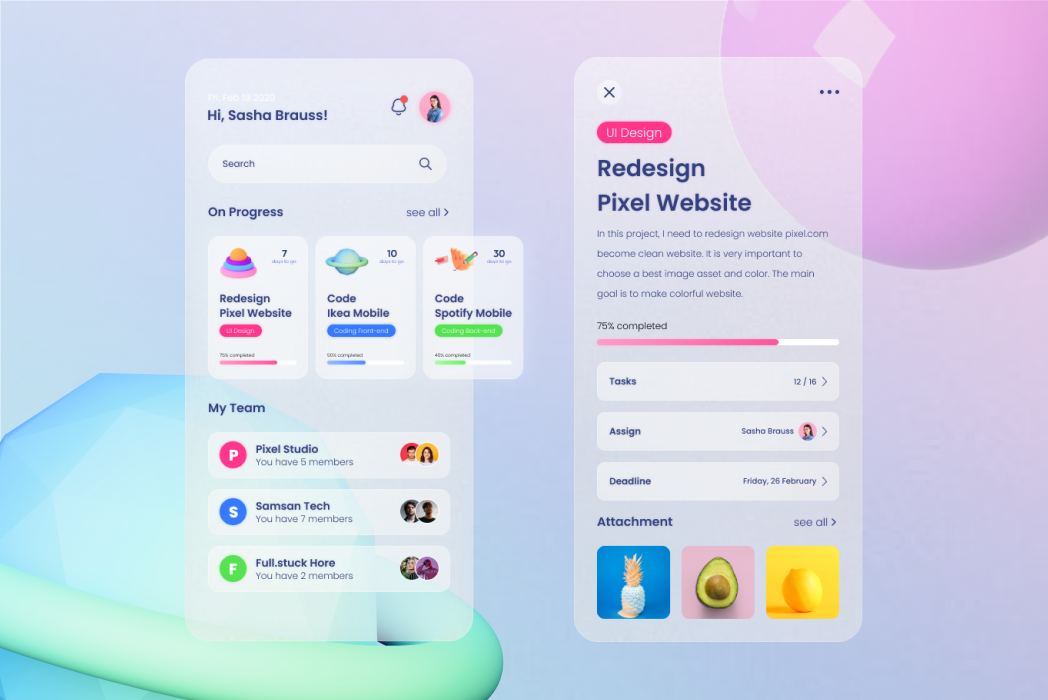Hasil karya Project Manager App di BuildWithAngga