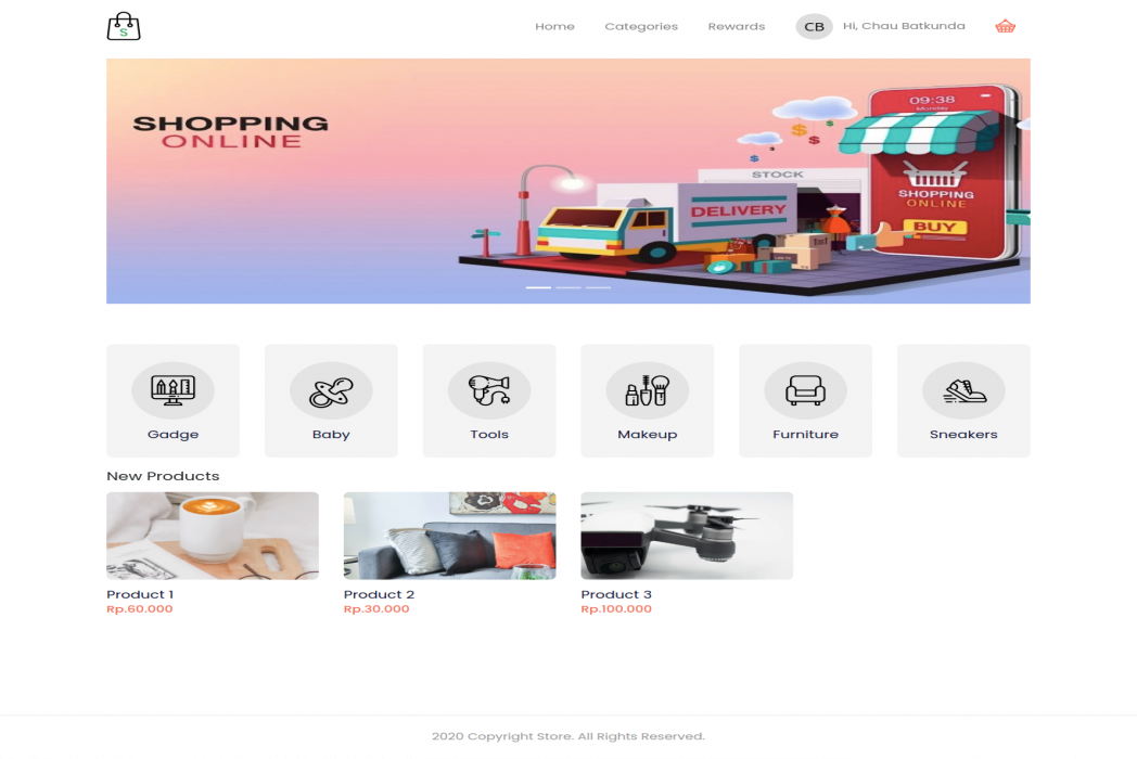 Hasil karya projek Toko Online belajar design dan code di BuildWithAngga