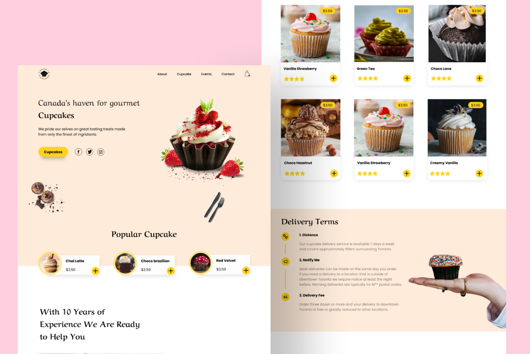 Hasil karya Cupcake Landing Page di BuildWithAngga