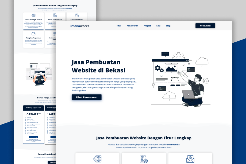 Hasil karya ImamWorks Landing Page belajar di BuildWithAngga