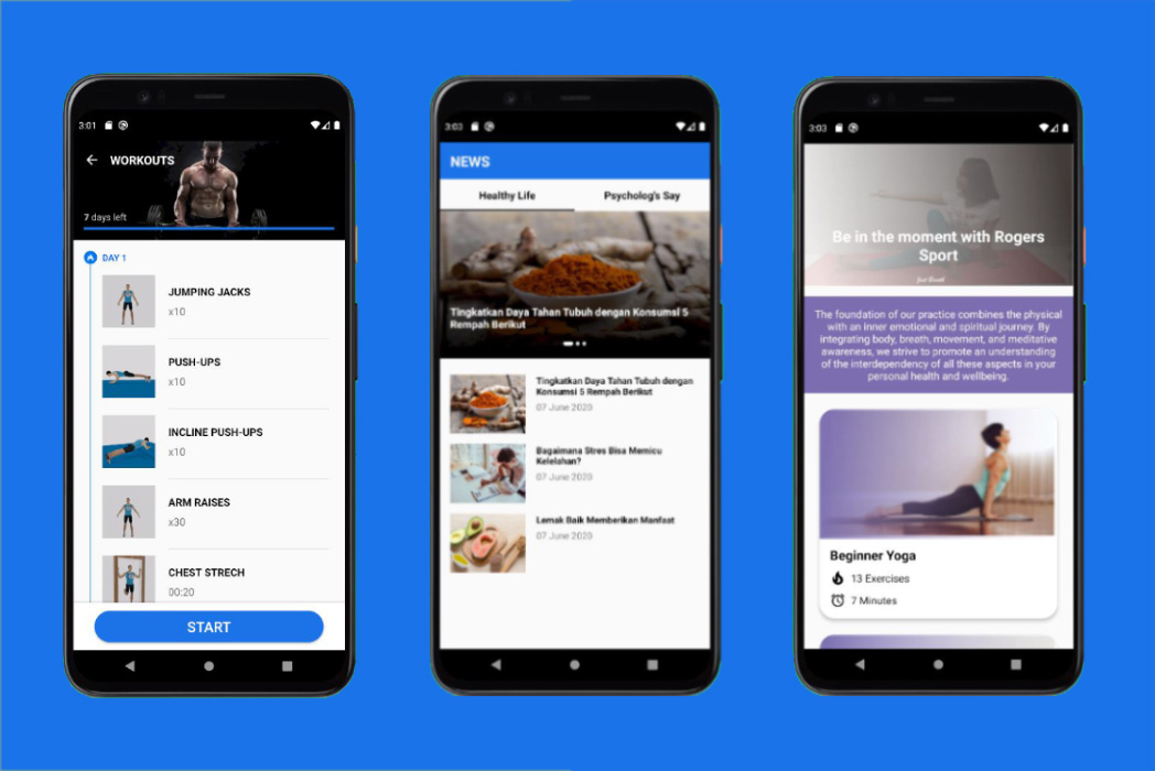 Hasil karya Aplikasi Android: Rogers Sport belajar di BuildWithAngga