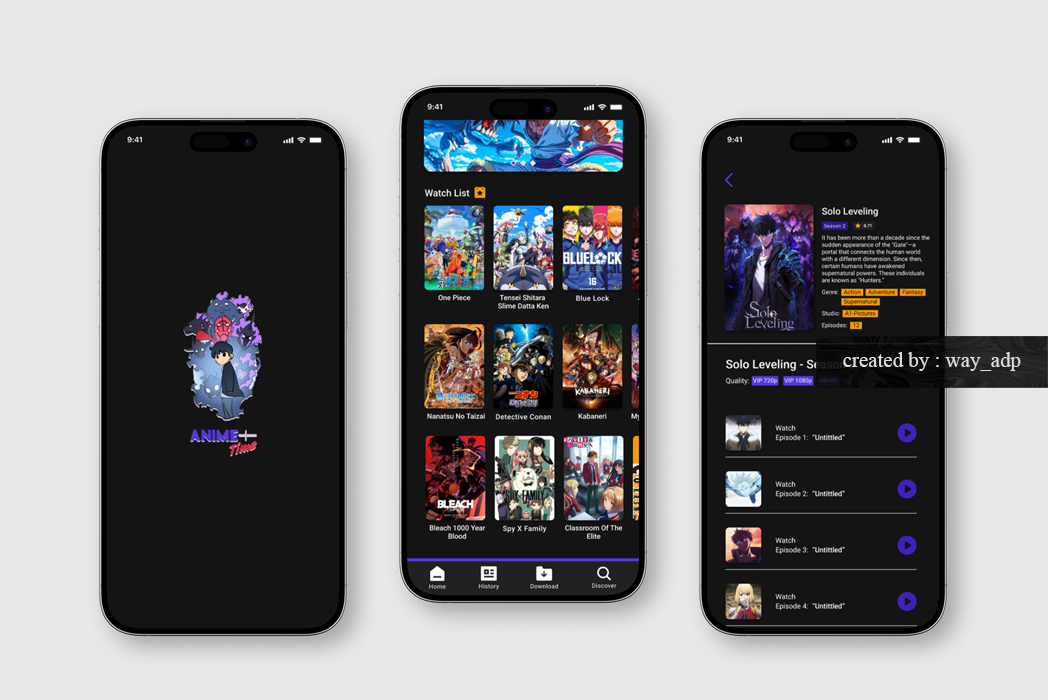 Hasil karya Anime UI Stream App di BuildWithAngga