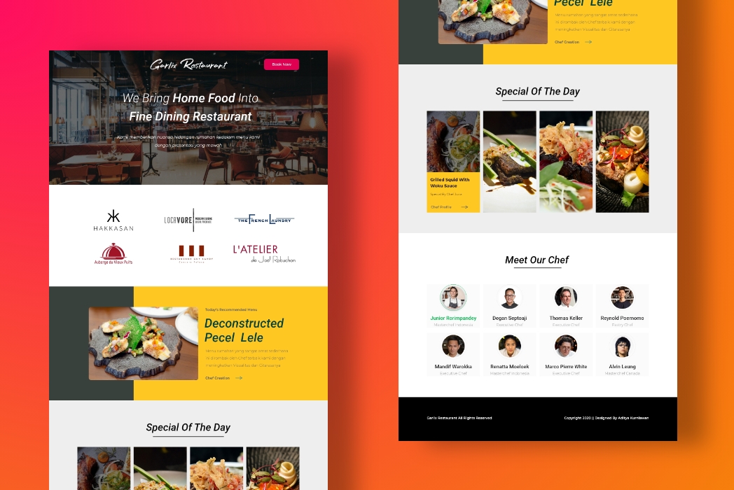 Hasil karya Landing Page Fine Dining Restaurant di BuildWithAngga