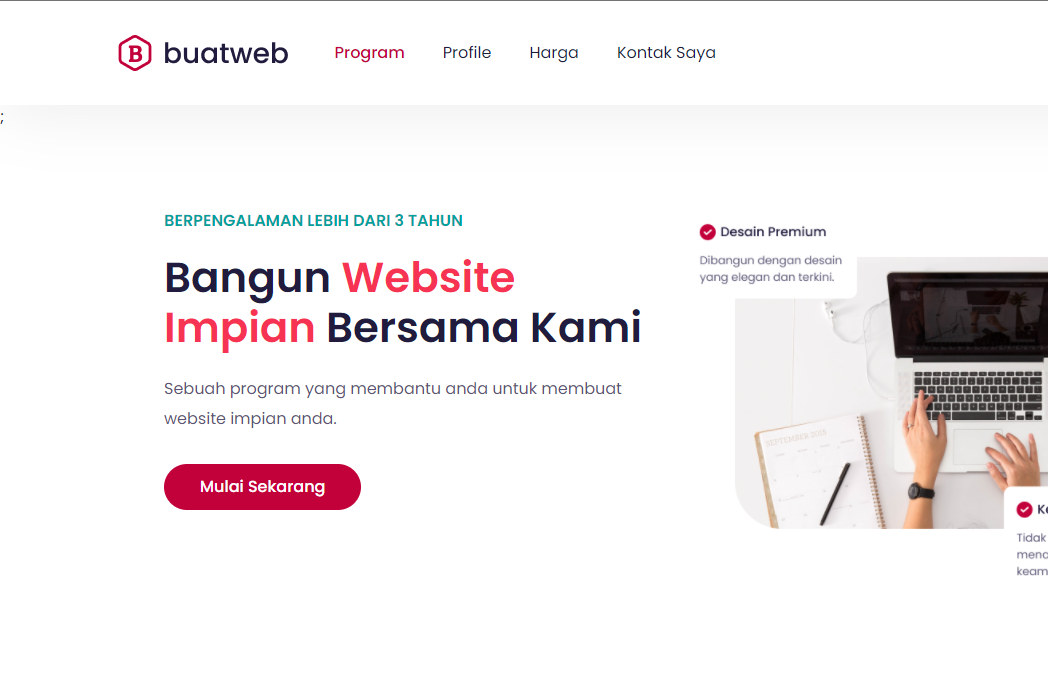 Hasil karya projek BUATWEB By Rasidi belajar design dan code di BuildWithAngga