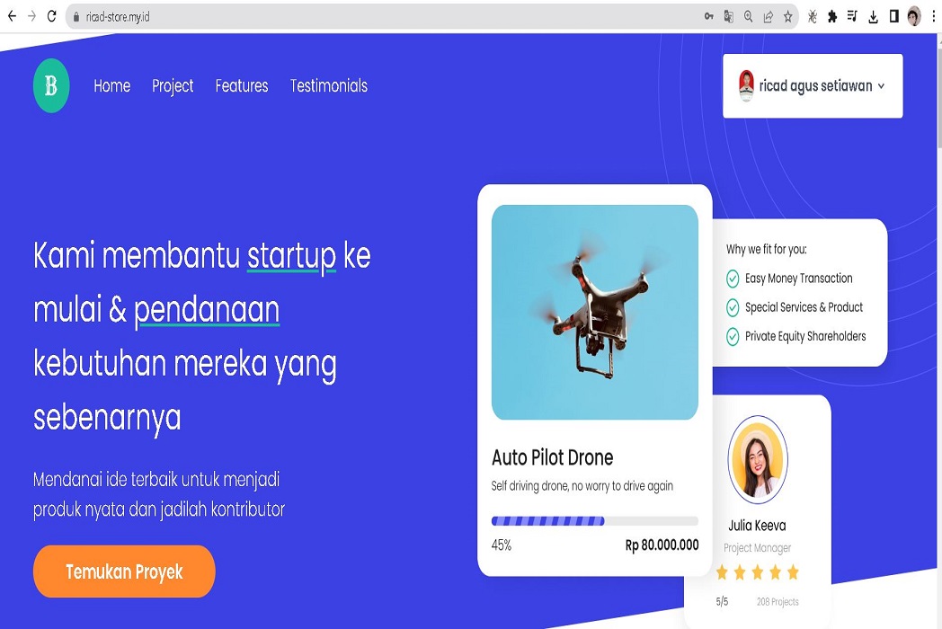 Hasil karya projek Pendanaan-StartUp belajar design dan code di BuildWithAngga