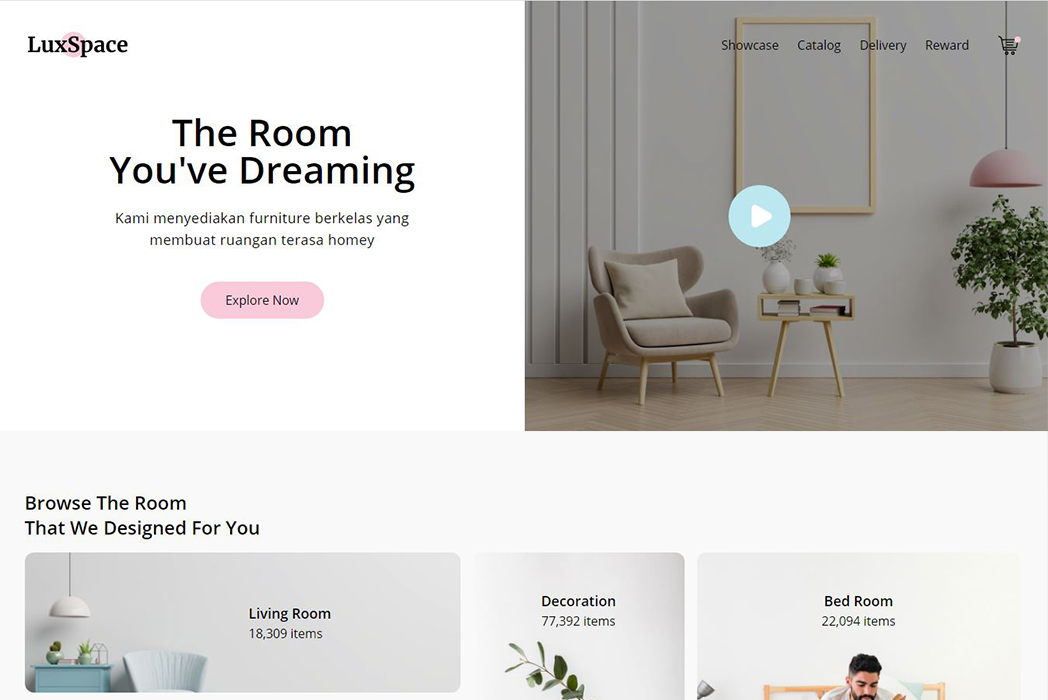 Hasil karya Web Luxspace Presentasional di BuildWithAngga