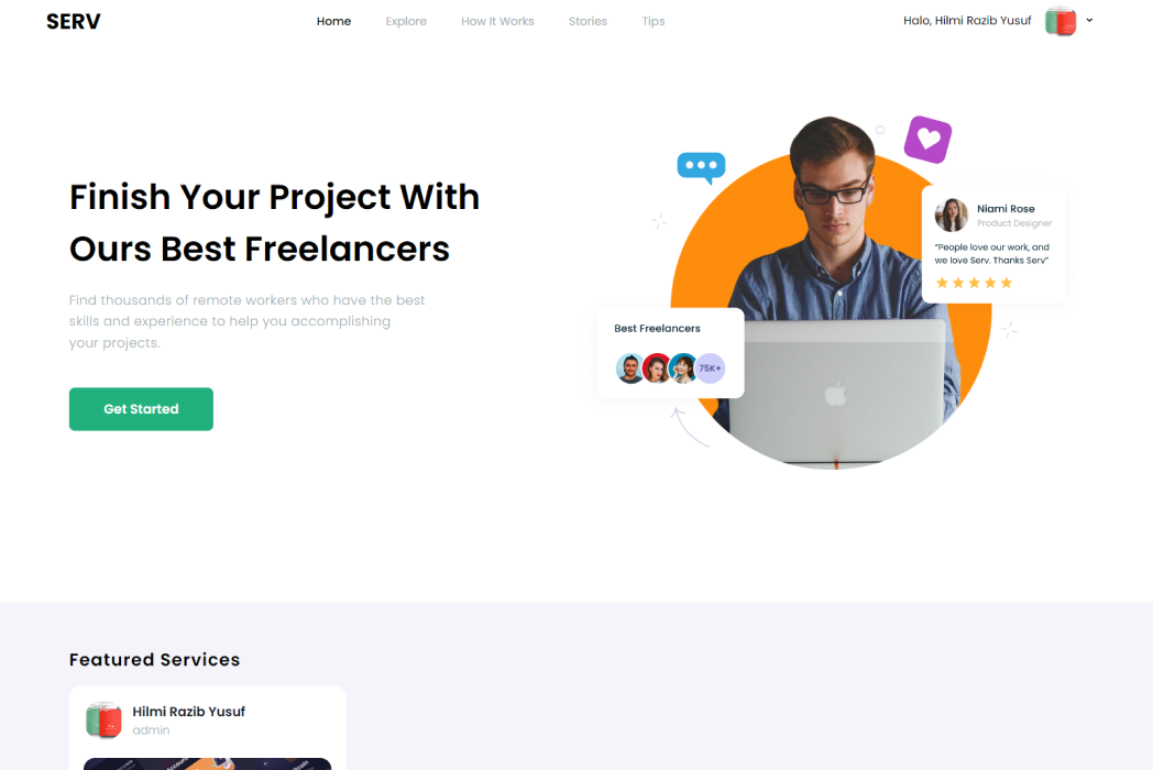 Hasil karya Website Freelancer di BuildWithAngga