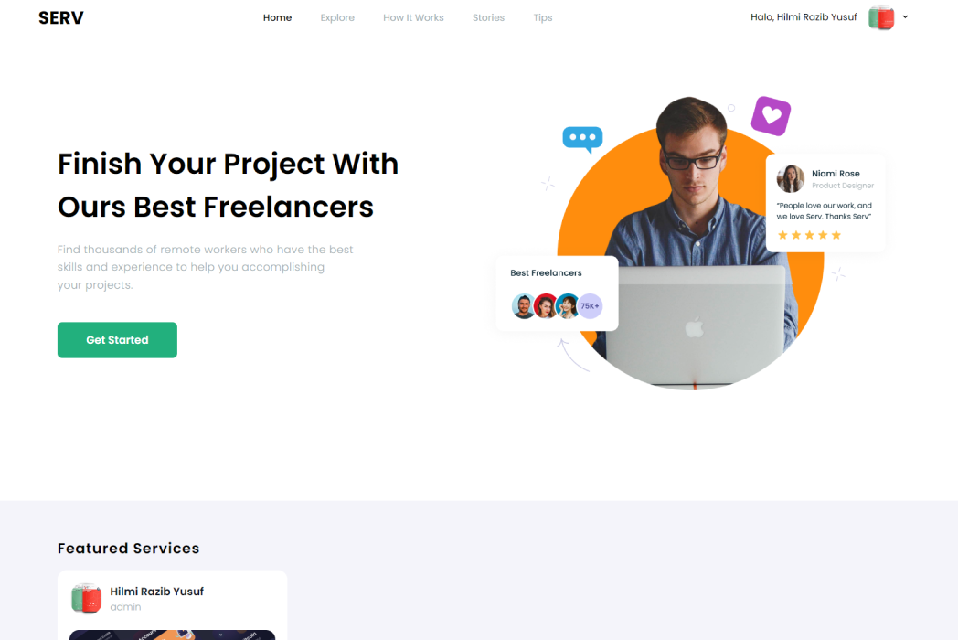 Hasil karya Website Freelancer belajar di BuildWithAngga