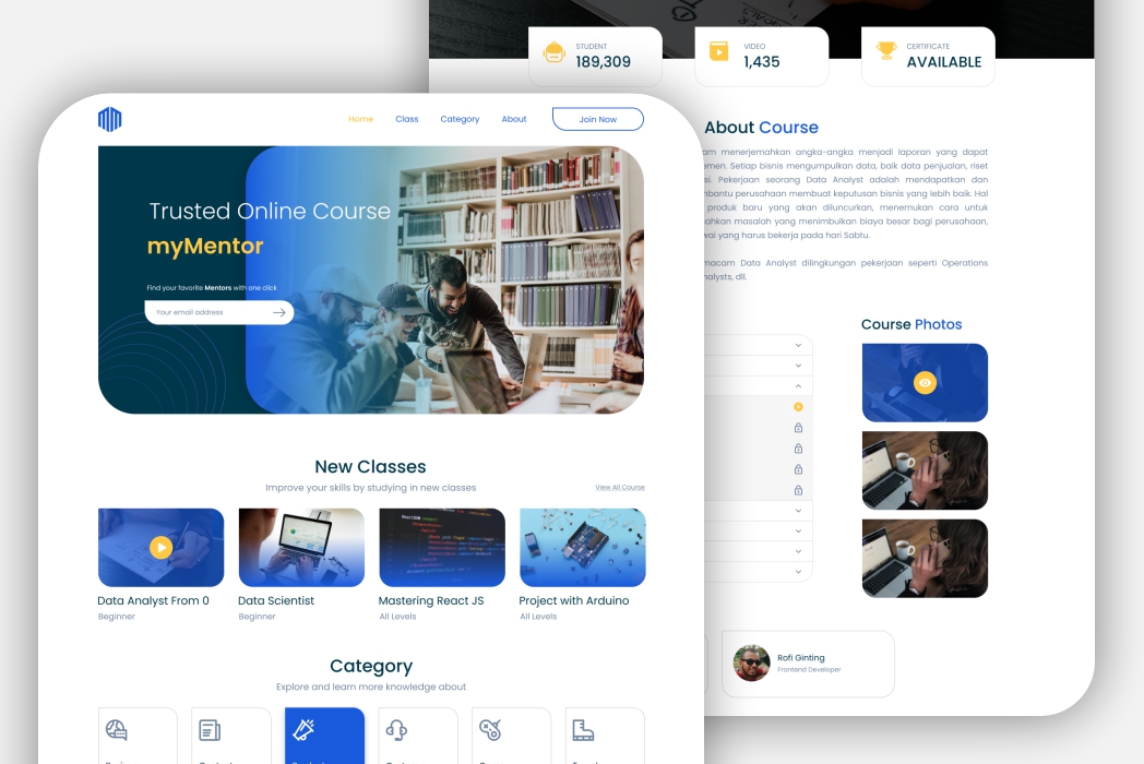 Hasil karya projek myMentor belajar design dan code di BuildWithAngga