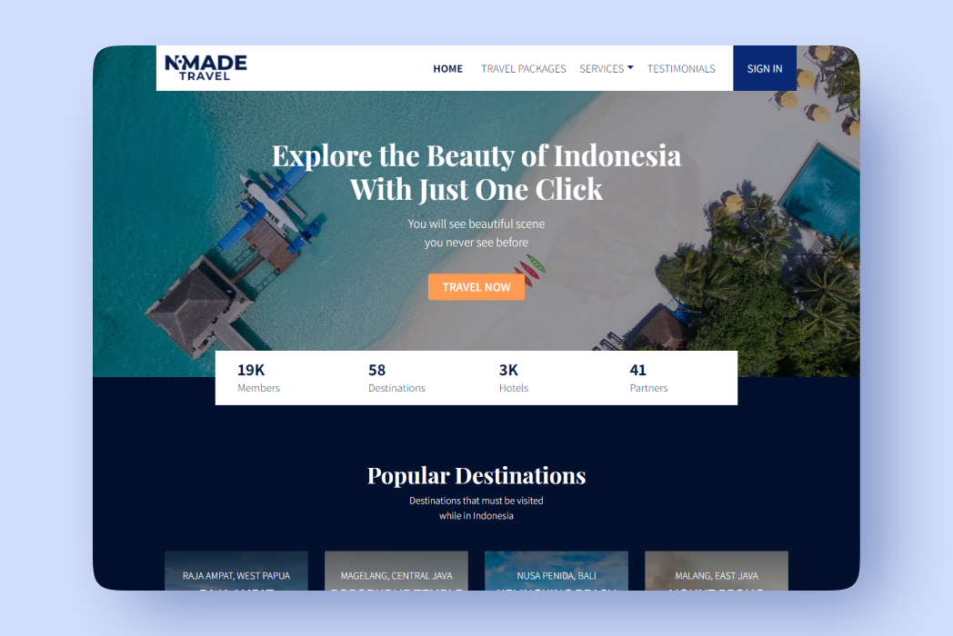 Hasil karya Nomade Travel di BuildWithAngga