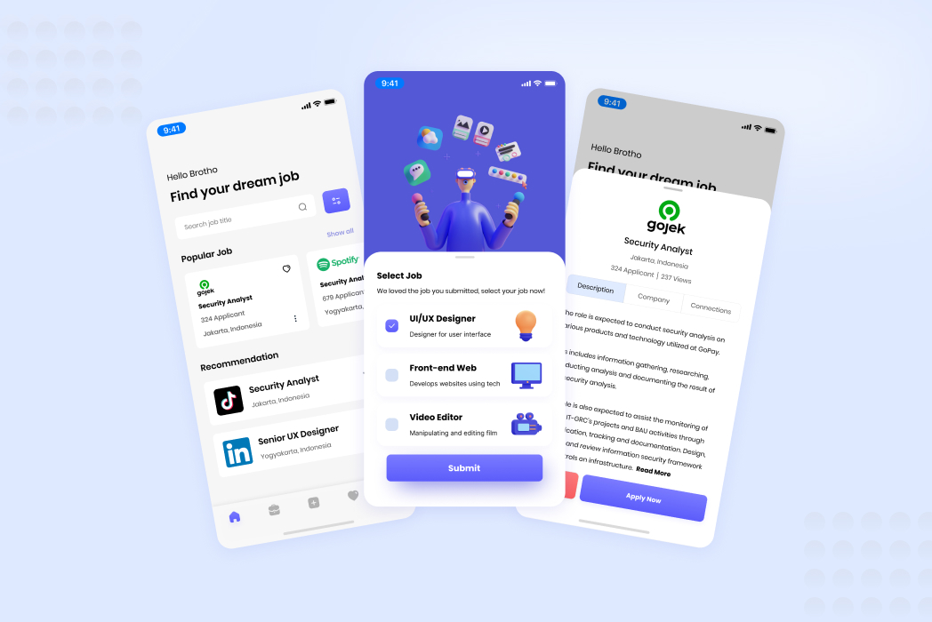 Hasil karya Job Finder App (UI UX Design) di BuildWithAngga