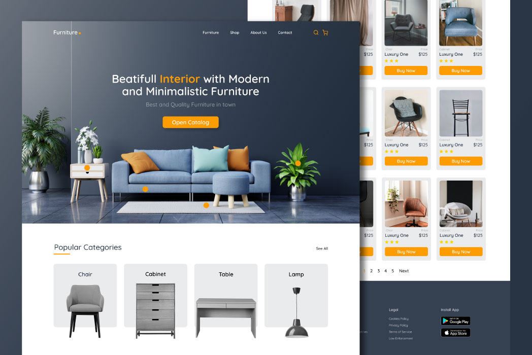 Hasil karya Furniture Web Design di BuildWithAngga