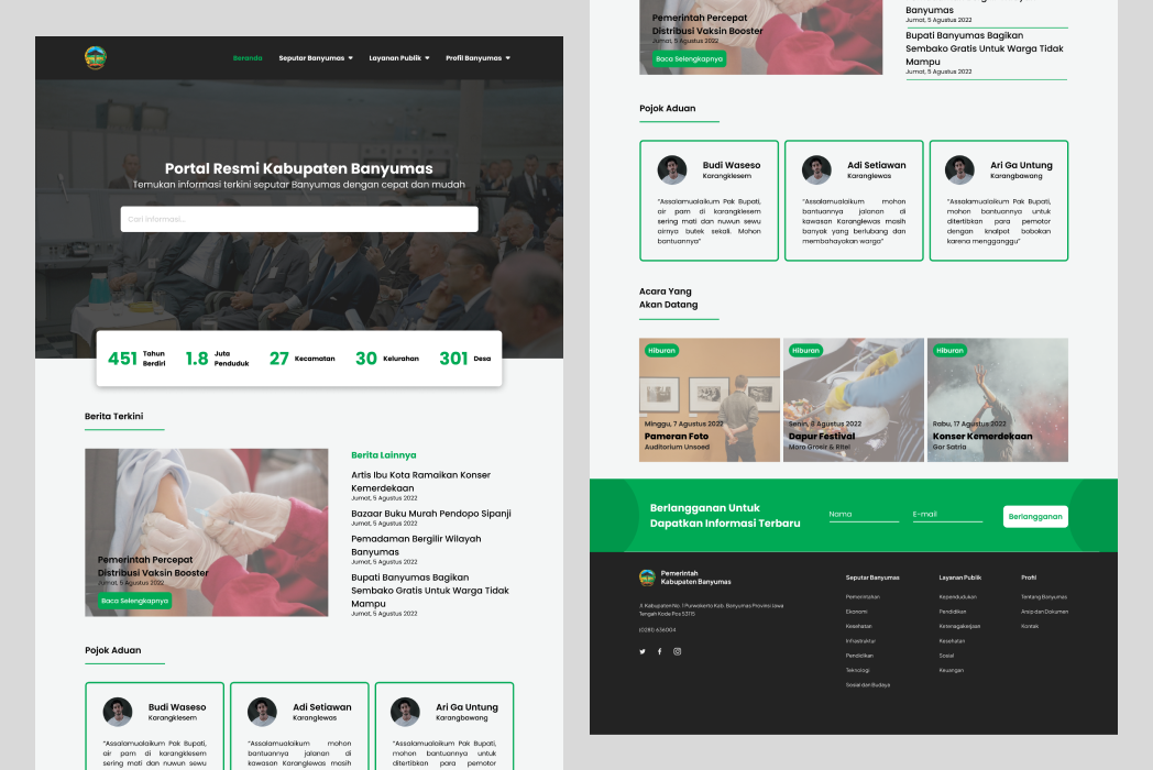 Hasil karya projek Redesign Website Pemkab Banyumas belajar design dan code di BuildWithAngga
