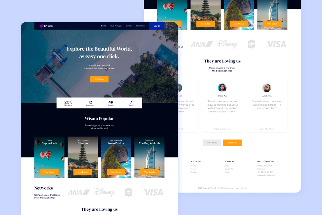 Hasil karya Treads Travel Template Design belajar di BuildWithAngga