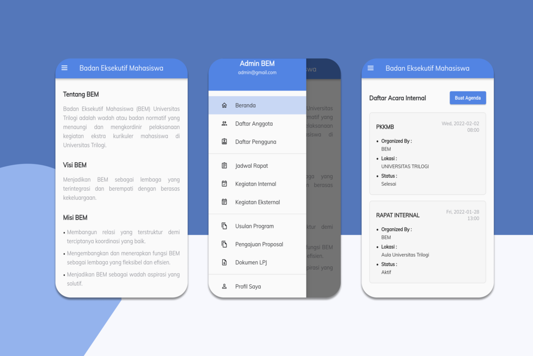 Hasil karya APLIKASI INTERNAL BEM - PENGUSULAN PROGRAM KERJA DAN AGENDA INTERNAL di BuildWithAngga