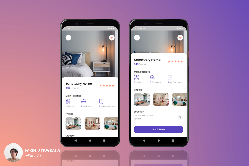 Hasil karya Flutter Room Finder App di BuildWithAngga