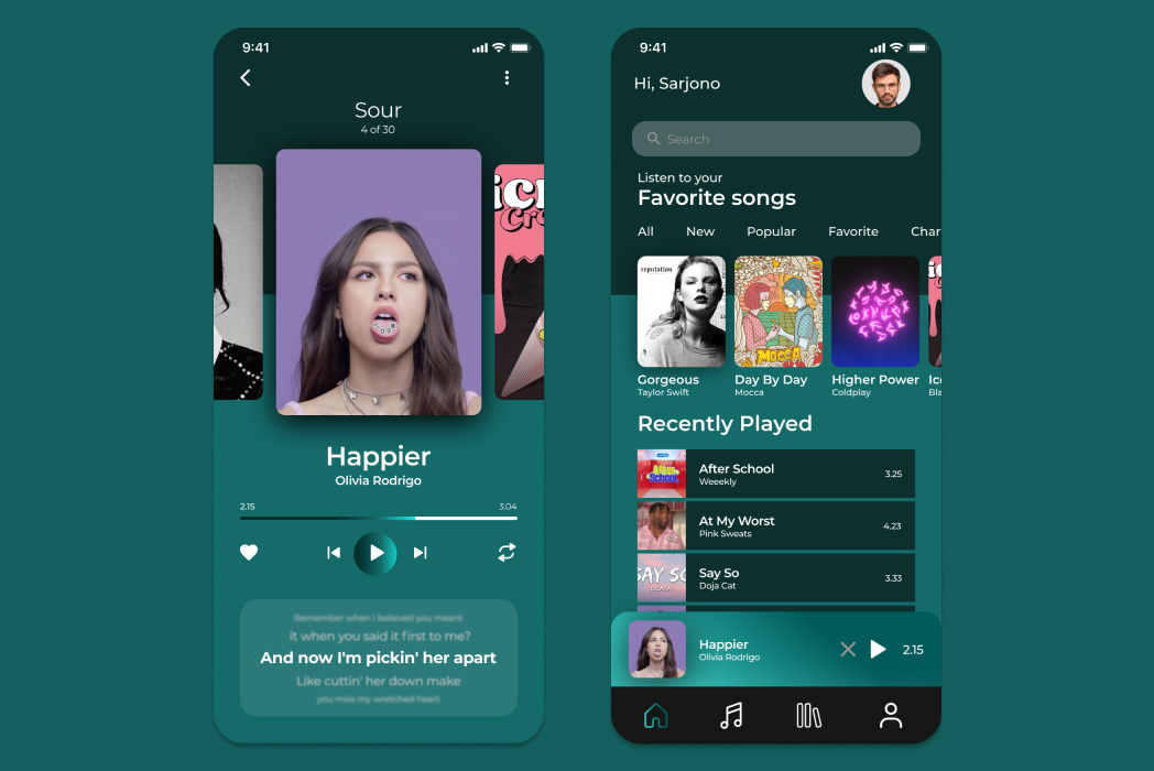 Hasil karya Lara Music App di BuildWithAngga