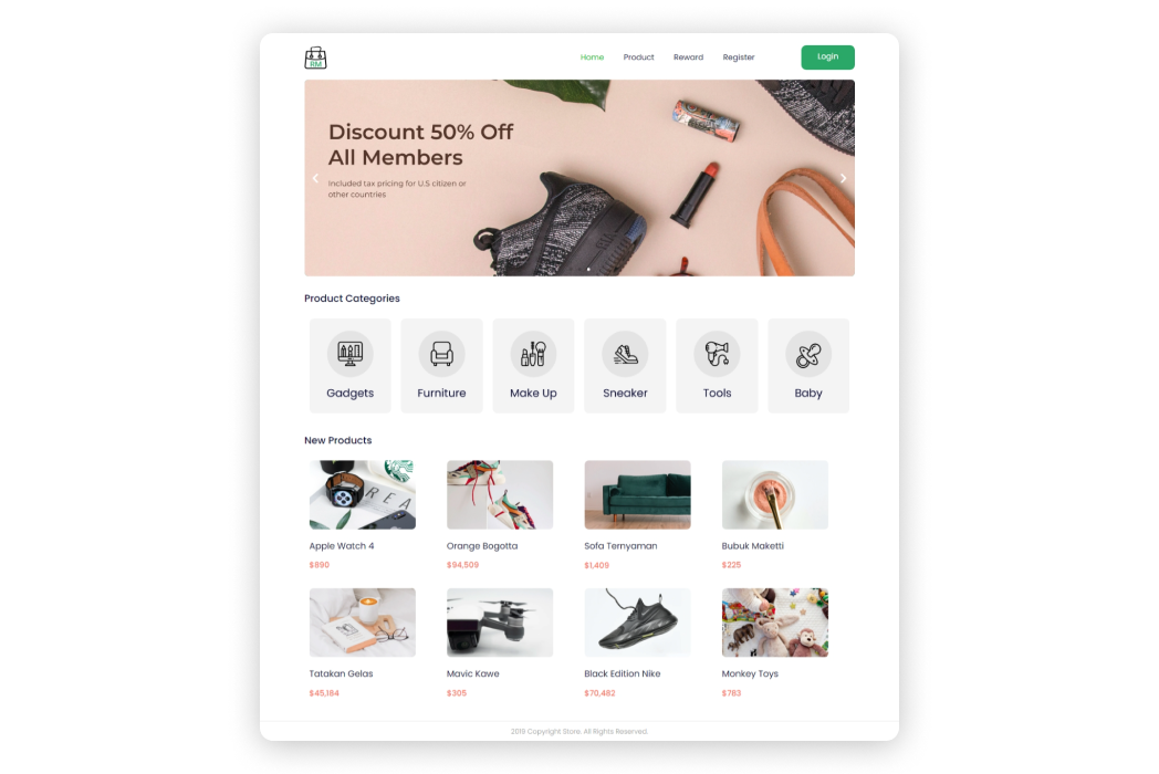 Hasil karya BWA Store di BuildWithAngga