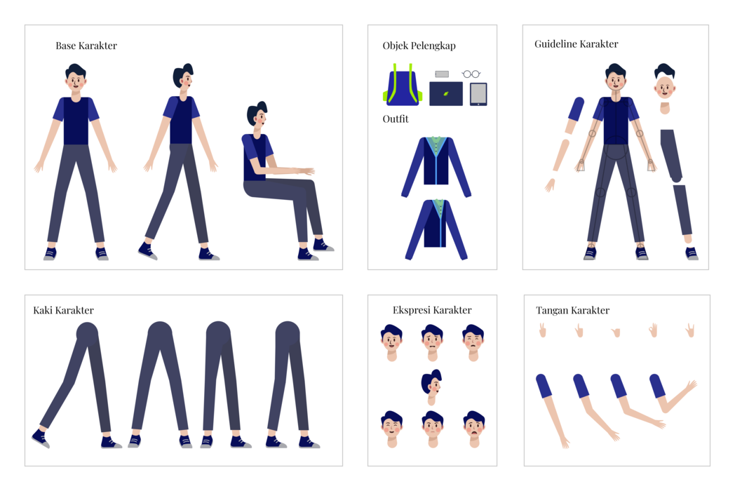 Hasil karya projek Set Ilustrasi Karakter belajar design dan code di BuildWithAngga