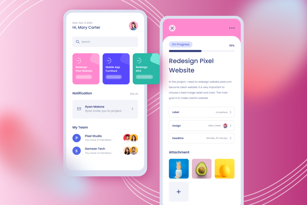 Hasil karya Management Mobile App - UI Gestalt Practice di BuildWithAngga