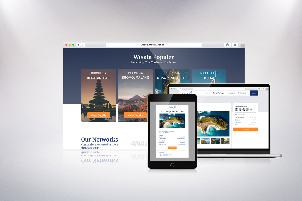 Hasil karya projek Utravel - Your Personal Travel Website belajar design dan code di BuildWithAngga