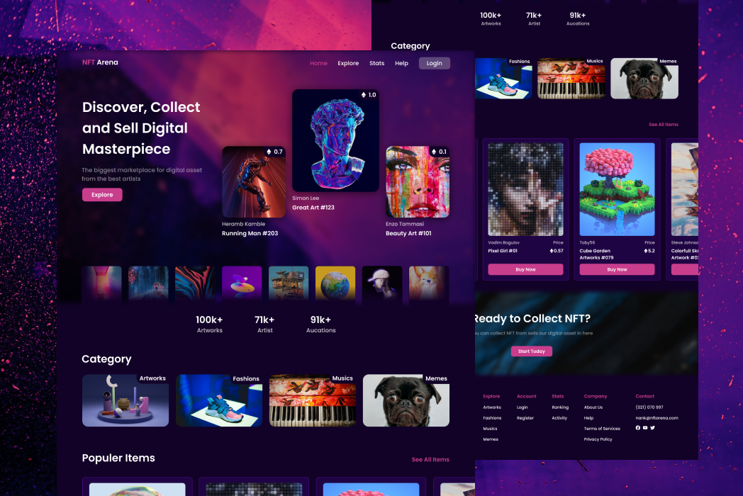 Hasil karya NFT Website Design di BuildWithAngga