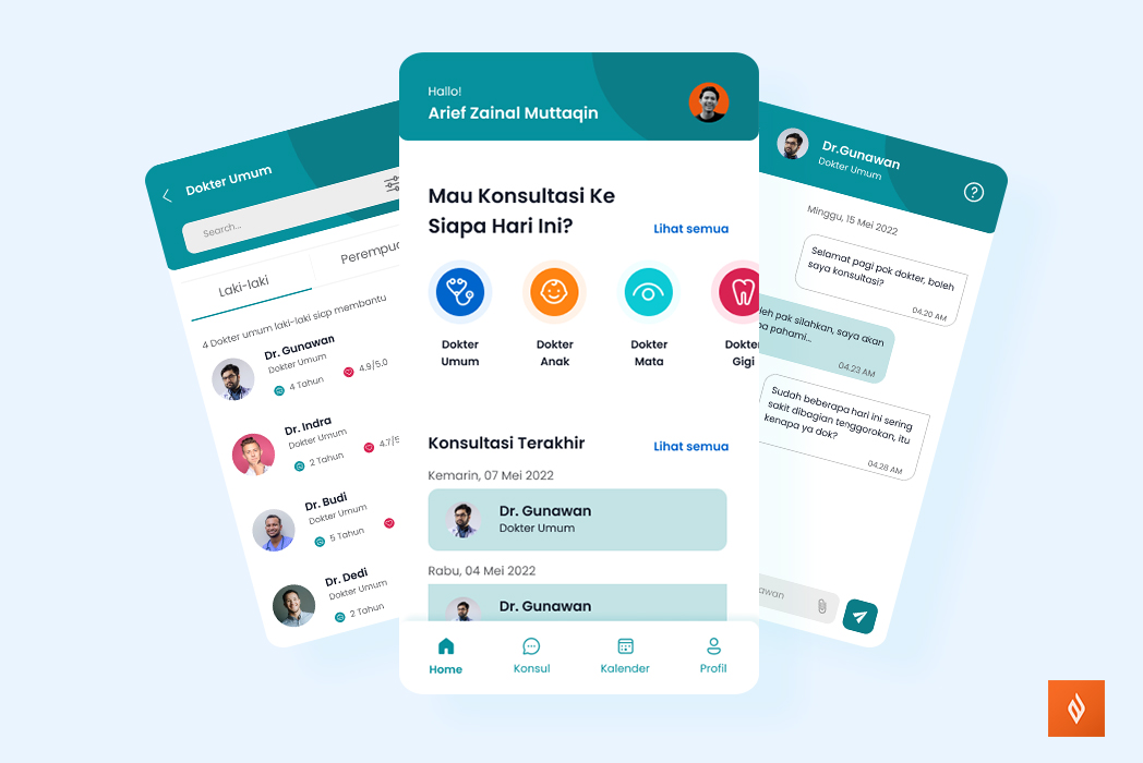 Hasil karya projek Mydoctor App belajar design dan code di BuildWithAngga