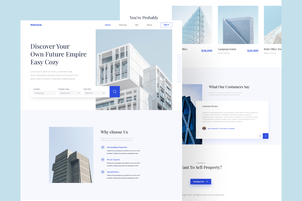 Hasil karya RizkiLand. Landing Page di BuildWithAngga