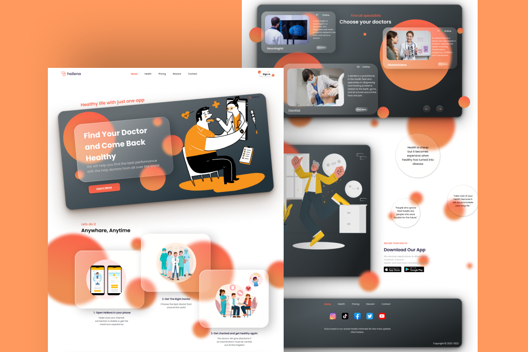 Hasil karya projek Hellena Landing Page belajar design dan code di BuildWithAngga