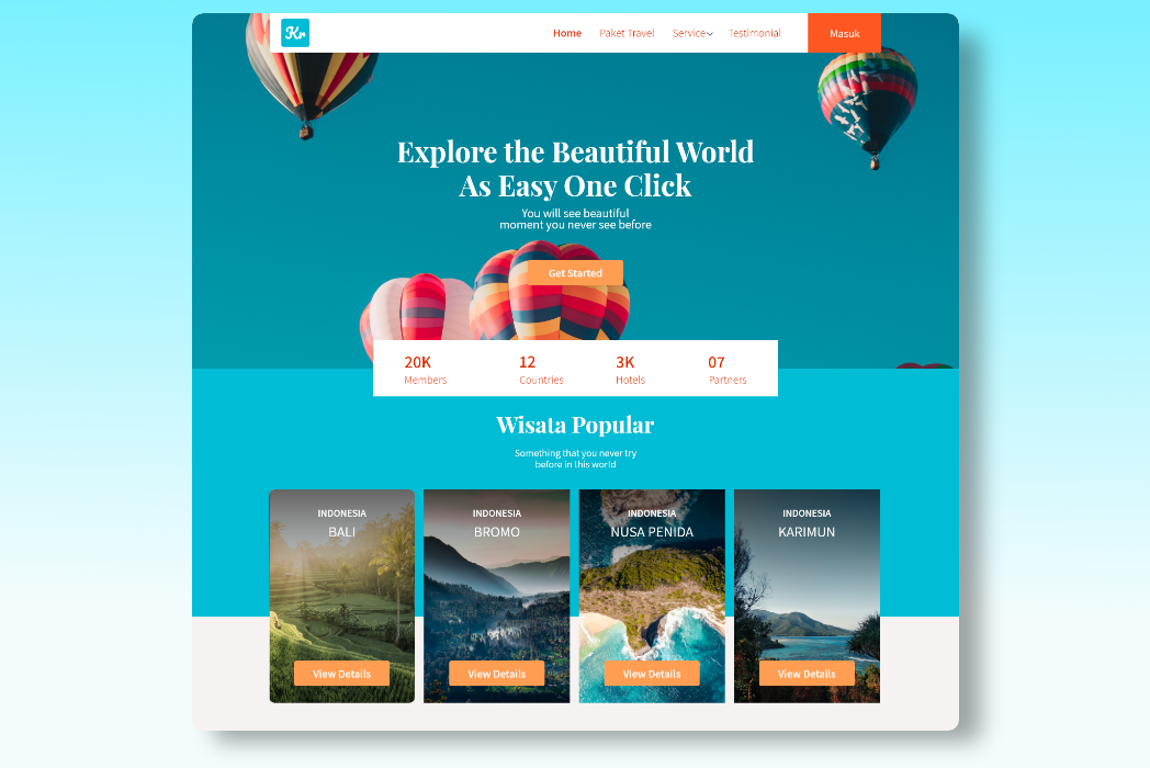 Hasil karya Web Travel di BuildWithAngga
