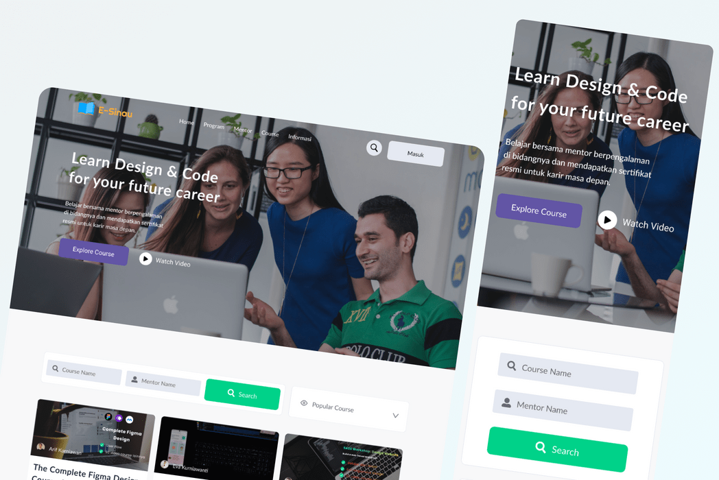 Hasil karya E-Sinau Design E-Learning di BuildWithAngga