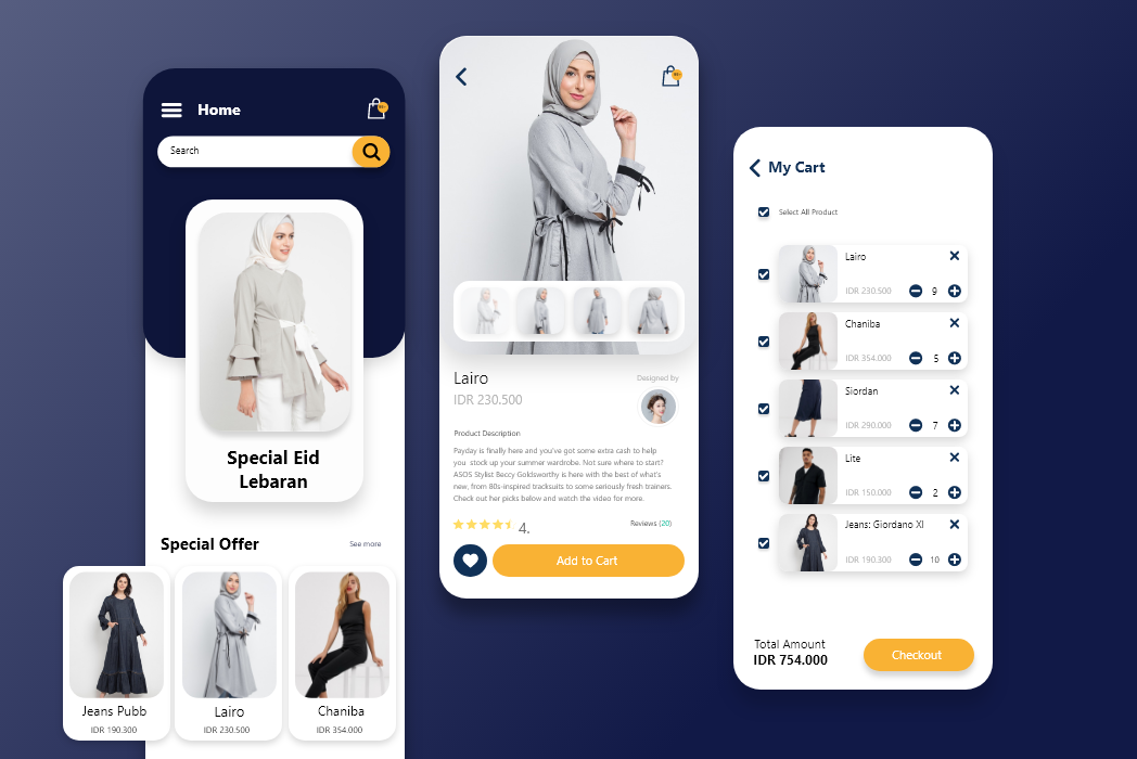 Hasil karya Fashion Store App di BuildWithAngga
