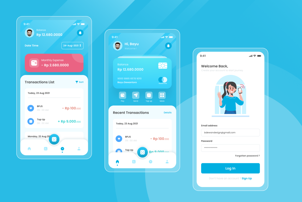 Hasil karya Okane E Wallet Mobile App di BuildWithAngga