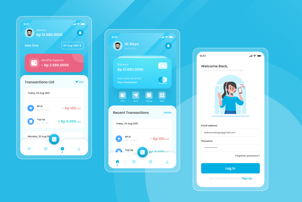 Hasil karya Okane E Wallet Mobile App belajar di BuildWithAngga