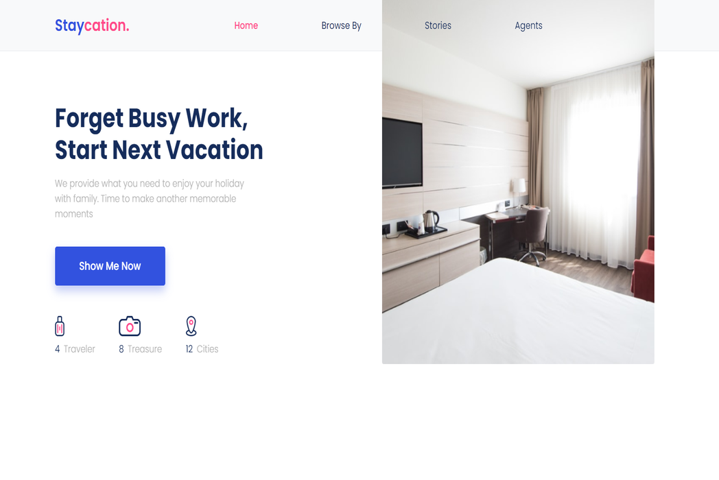 Hasil karya projek Staycation.id belajar design dan code di BuildWithAngga