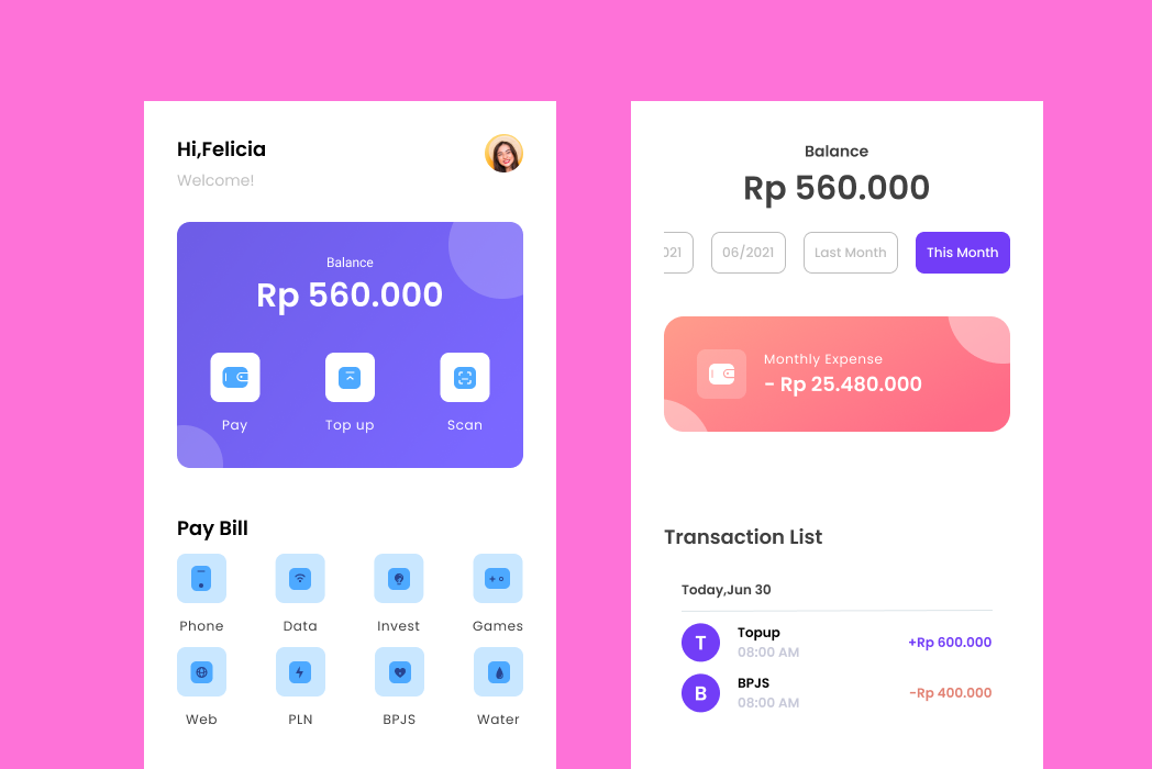 Hasil karya Mony Application di BuildWithAngga