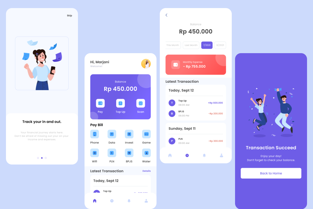 Hasil karya Money App belajar di BuildWithAngga