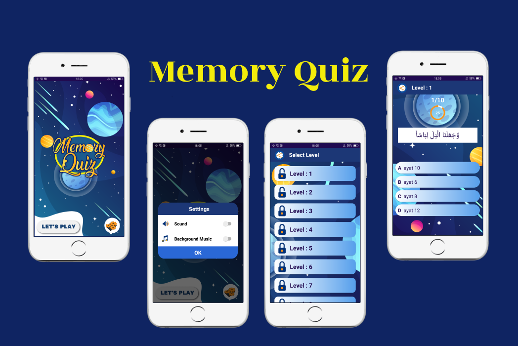 Hasil karya projek Memory Quiz belajar design dan code di BuildWithAngga