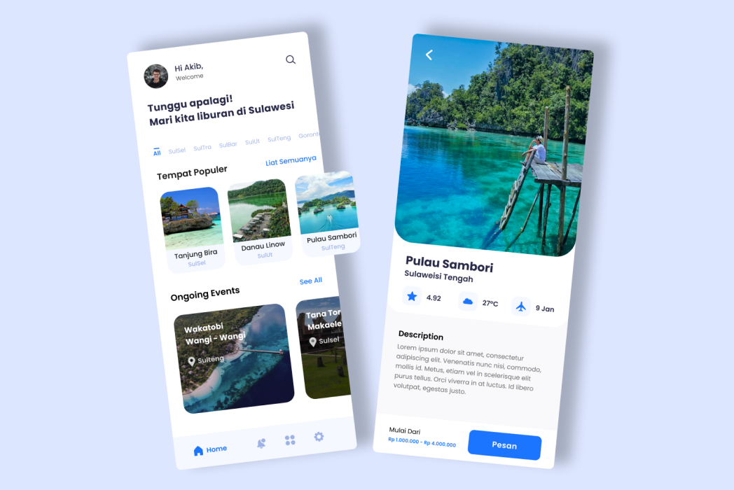 Hasil karya UI Kit Destinasi Sulawesi belajar di BuildWithAngga