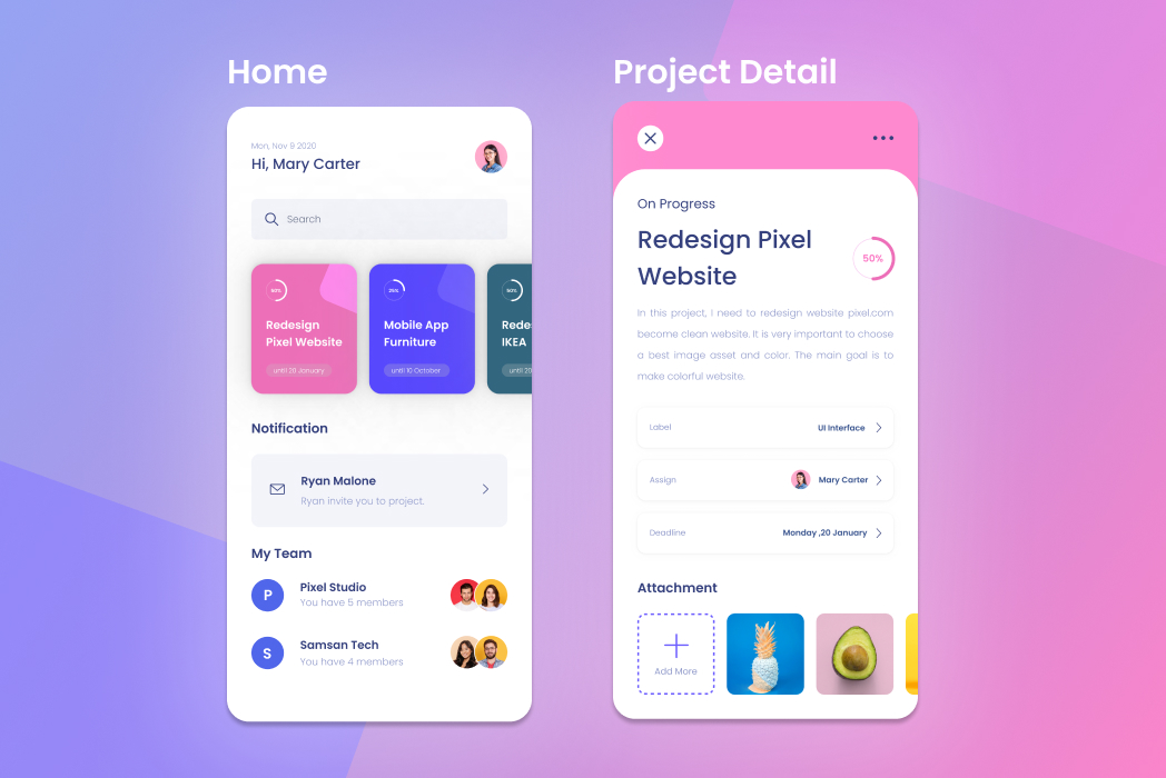 Hasil karya Redesign Management App UI di BuildWithAngga