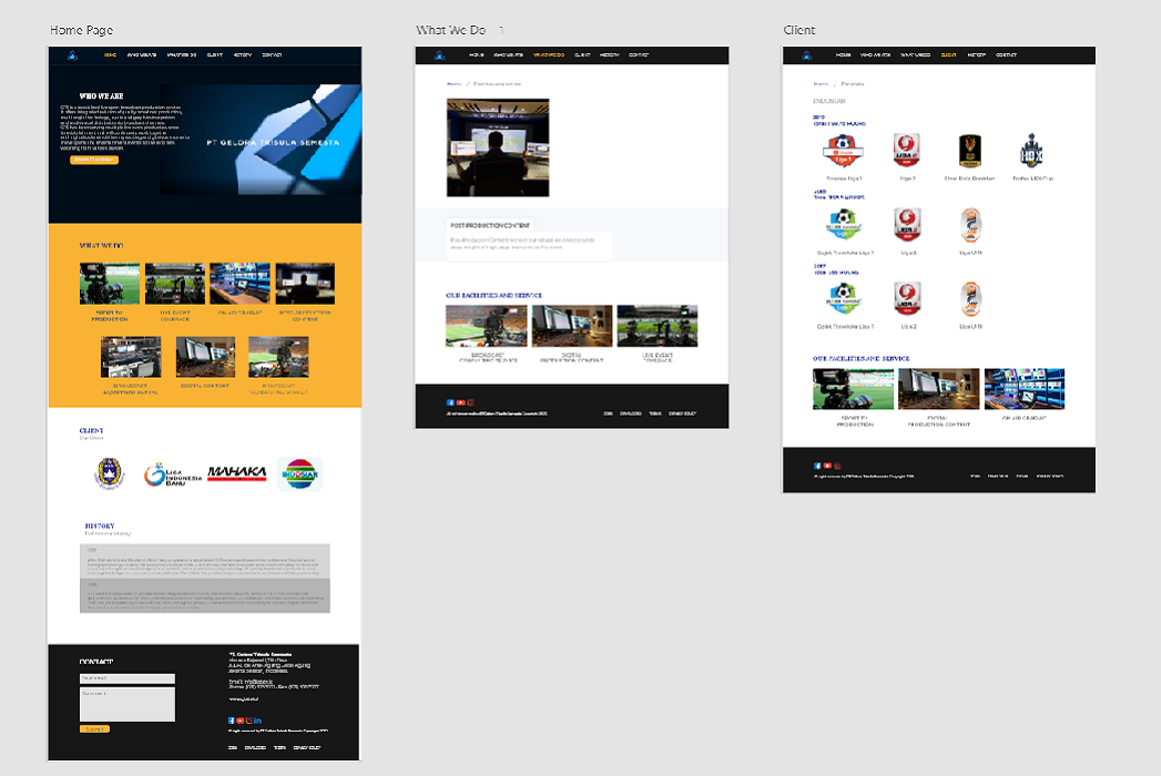 Hasil karya projek Website Sport Tv Production belajar design dan code di BuildWithAngga