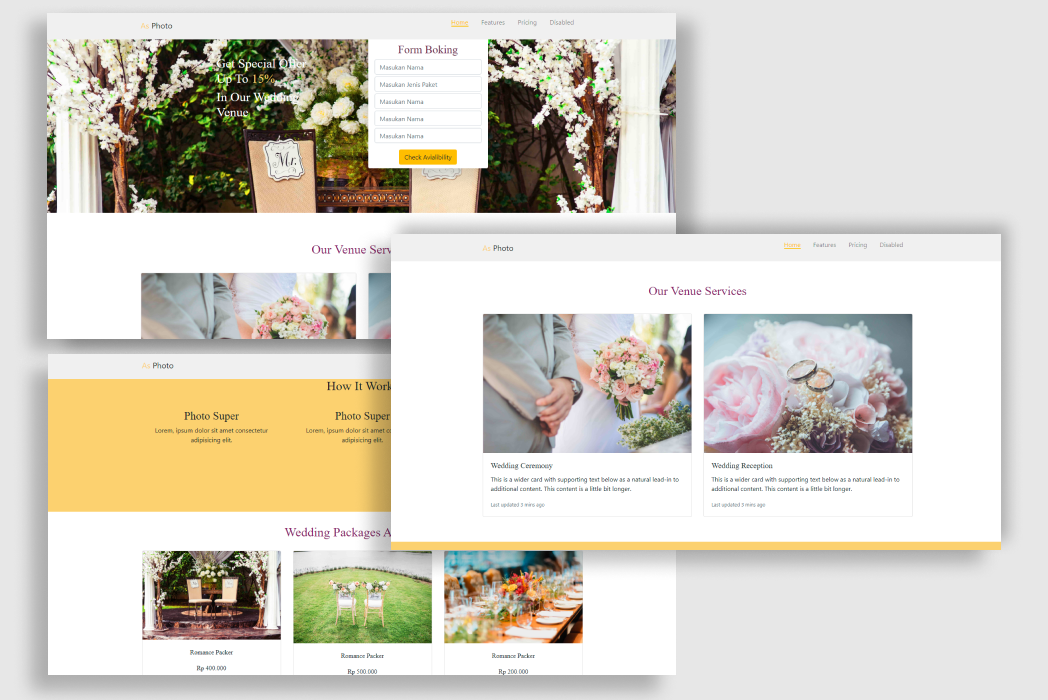 Hasil karya Web Portofolio Booking Wedding di BuildWithAngga